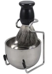 3PC Badger Beard Hair Removal Brush With Stand Holder Steel Bowl Set Shaving Kit. Fixed Price $29.99.