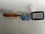 Vintage Ekco Large Slotted Wood Handle Stainless Steel 14 Long Turner. Fixed Price $24.95.