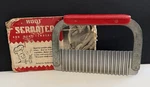 Vintage Huot Serrater & Meat Tenderizer Original Package Red Plastic Handle. Fixed Price $16.99.