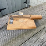 Table Top Primitive Clam Oyster Scallop Shucker Wood Steel Blade Patented Hinged. Fixed Price $20.00.