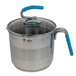 Kuhn Rikon Burner Pot 7 Cup 18/10 Stainless Straining Glass Lid 2012 Light Blue. Fixed Price $39.99.