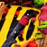 Custom Handmade Carbon Steel Chef Knife Set Kitchen Knives With Leather Bag. Fixed Price $91.59.