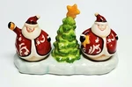 New Santa Salt And Pepper Shakers With Holder Christmas Tree Tii Collections. Fixed Price $14.85.