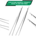 Pcs Kitchen Tweezer 12 Straight & Round Tip Set Long Food Tongs Chef Diy Tool. Fixed Price $11.93.