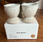 Creuset Stoneware Jardin Relief Collection Of 2 Egg Cups Meringue. Fixed Price $39.99.