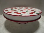 Inspired Home Cbk Ganz Metal Footed Cake Stand With Cherries Graphics 10.75. Fixed Price $38.00.