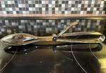 Pampered Chef Large Double Spoon Serving Tongs - #2565 Stainless Steel 9.5". Fixed Price $14.75.
