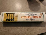 Vtg Early American Style Cast Iron Kitchen Tools Utensils Wall Hanger 5 Pieces. Fixed Price $19.99.