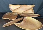 Vintage Lot Of 5 Wooden Serving Trays Bowls Divided Dishes Set Kitchenware Nos. Fixed Price $54.00.