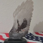 Glass Eagle Figurine Sculpture Bird Collectible With Wing Design Display Decor. Fixed Price $7.50.