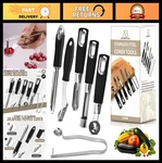 6 Pcs Stainless Steel Fruit & Vegetable Corer Set - Apple, Melon, Jalapeno Tools. Fixed Price $31.99.