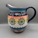 Beautiful Hand Painted Bella Casa By Ganz 8" High Geometric Pitcher Jug. Fixed Price $14.00.