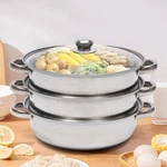 3 Tier Stainless Steel Cooker Steamer Set Pan Pot With Glass Lid Usa. Fixed Price $43.95.
