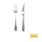 Global Steak Knife &amp Fork Set All Stainless Steel Made Japan 1 Pair. Fixed Price $95.17.