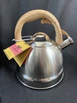 L'epicure Deluxe Whistling Tea Kettle Wood Handle Stainless Steel 2.2L/ 74OZ. Fixed Price $28.00.