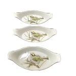 Enesco Songbird Au Gratin Fine China Set Of 3 Dishes Oven Table 1976 Vintage. Fixed Price $25.99.