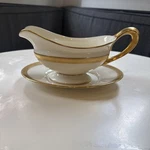 Lenox Lowell Porcelain Gravy Boat & Underplate Set Gold Encrusted Band Usa. Fixed Price $95.00.