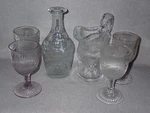 Boston & Sandwich Glass Bellflower Cocktail Set Pitcher Decanter 4 Goblets Eapg. Fixed Price $500.00.