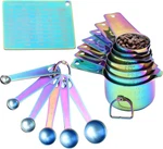 14 Piece Iridescent Rainbow Stainless Steel Measuring Cups And Spoons Set Magnet. Fixed Price $88.95.