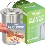 Vicook Deli Meat Press Kit - Stainless Steel Ham Maker With Trivet And Recipes. Fixed Price $39.99.