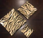 Zodax Hand Painted Glass Black & Gold Zebra Print Designer Plates Set Of 3. Fixed Price $49.99.