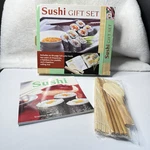 Sushi Gift Set Mud Puddle 80 Page Recipe Book 2 Pr Chopstick Bamboo Paddle & Mat. Fixed Price $6.75.
