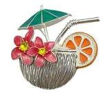 Napier Tiki Drink Coconut Shell Pin Frangipani Plumeria Silver Tone New Box. Fixed Price $31.89.