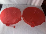 2 Pampered Chef Stretch-fit Silicone Lid Round #1758 Vent Hole. Fixed Price $16.00.