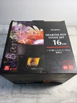 Japanese Hearths Pot Stove Set W/wood Lid Shabu Sukiyaki Cast Iron Ishigaki 16CM. Fixed Price $59.95.