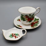 Royal Grafton Strawberry Tea Cup & Saucer W/ Bag Tidy Bone China Made England. Fixed Price $24.50.