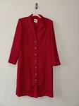Vintage Red Leslie Fay Petite Collections Button-up Dress, Shoulder Pads, Sz 10. Fixed Price $10.00.