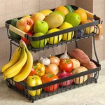 2 Tier Fruit Basket With Banana Hangers Detachable Metal Bowl Wood Handle. Fixed Price $40.85.