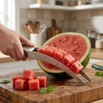 Watermelon Cube Slicer Cutter Stainless Steel Kitchen Fruit Prep Tool. Fixed Price $7.38.