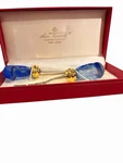 Herve Tourney Paris Miami Cheese Knife Fork Set Blue Art Glass Nautilus Handles. Fixed Price $44.00.