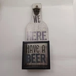 Wooden Bottle Opener Wall Mounted With Cap Catcher. Fixed Price $10.00.