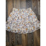 Joie Floral Smocked Mini Skirt Clip Dot Tiered Ruffle Boho Cream Blue Large. Fixed Price $28.99.