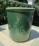 Ws Emile Henry Fleur Lis Ceramic Crock Utensil Holder Green. Fixed Price $18.00.