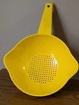 Vintage Tupperware #1200-8 Small Yellow Quart Strainer Colander W/ Handle. Fixed Price $11.99.