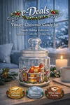 Nordic Holiday Glass Candy Jar With Vintage Christmas Village Decoration. Fixed Price $29.95.
