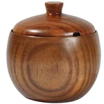 Wooden Seasoning Box With And Spoon Solid Condiment Pot Kitchen Seas.... Fixed Price $24.59.