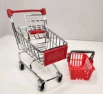 Desktop Organizer Metal Shopping Cart W/wheels Storage Basket Home Office Decor. Fixed Price $15.99.