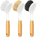 3 Pack Kitchen Cleaning Set Bamboo Handle Pot Pan Scrubber Dish Brushes. Fixed Price $14.99.