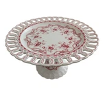 Gracie China Coastline Imports Pink Vine Cake Stand Pedestal Plate Bone. Fixed Price $25.00.