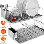 Kitchen Dish Drying Rack Stainless Steel W/ Drainboard Cutlery Holder. Fixed Price $43.99.
