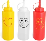 28560 Smiley Faces Squeeze Bottle Set, Plastic, Red, Yellow, And Clear, 12 Oz. Fixed Price $25.99.