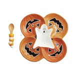 Mud Pie Halloween Glow The Dark Pumpkin Section Server And Spoon Set. Fixed Price $81.11.