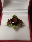 10 Ct Sterling Silver Lab Peridot, Tourmaline, Amethyst Designer Fancy Ring. Fixed Price $350.00.