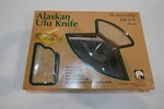 Alaska Ulu, Stainless Steel Knife, Wood Handle & Display Stand. Fixed Price $15.95.