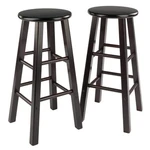 Bar Stool Set 29 In. Polished Espresso Brown Solid Wood Round Seat (2-PIECES). Fixed Price $89.44.