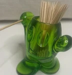 Koziol Olive Green Toothpick Holder Figure Acrylic Germany Vintage. Fixed Price $15.00.